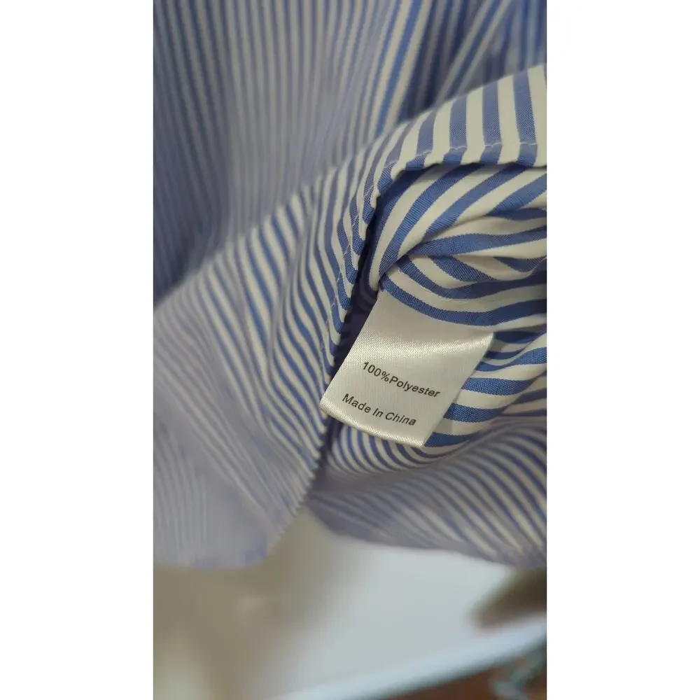 Tuckernuck Striped Ruffle High Neck 3/4 Sleeve Blouse - Picture 4 of 6